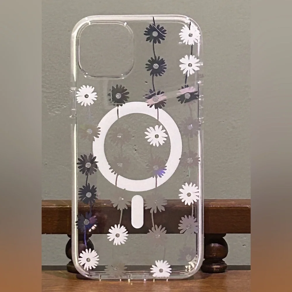 Kate Spade New York Clear Iridescent Daisy Chain MagSafe Iphone 15 Plus Case
